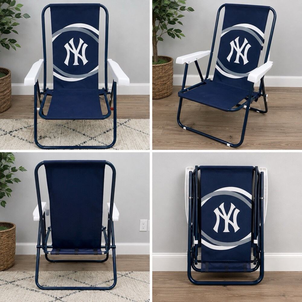 New York Yankees MLB Folding Lounge Chair Northwest Company Navy Blue